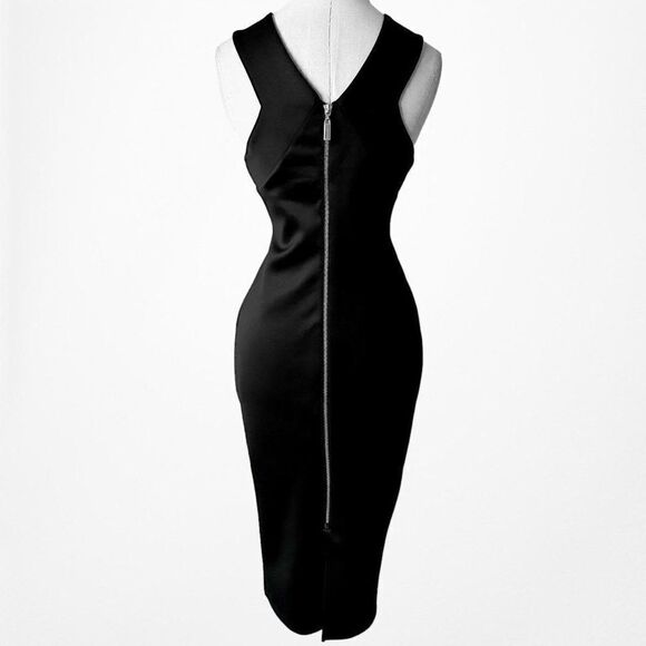 Jennifer Lopez Black Halter Cocktail Formal Knit Knee Length Dress Size 6/M - Picture 4 of 6